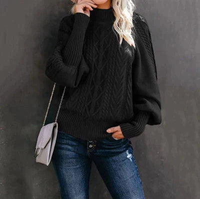 Sophia Venetia Basics - Gehaakte Damespullover met Hoge Kraag - Stijlvolle en Warme Trui