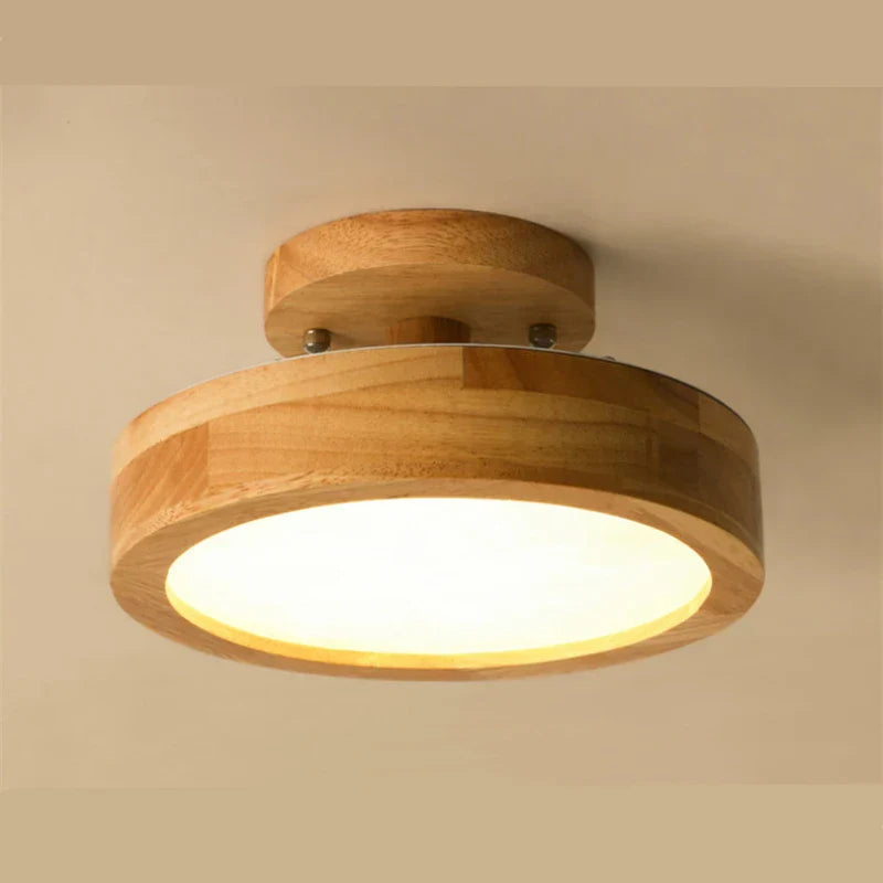 NordWood Ronde Plafondlamp - Scandinavische Massief Houten Lamp met Modern Design
