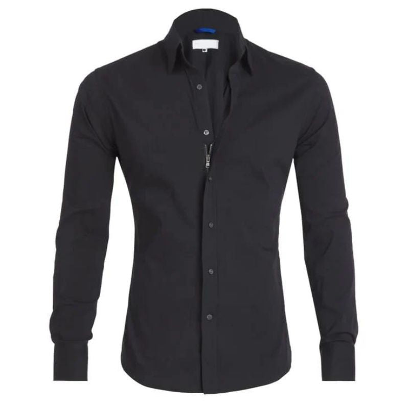 Lucas - Kreukvrije Blouse met Rits voor Heren – Stijlvol en Onderhoudsvriendelijk