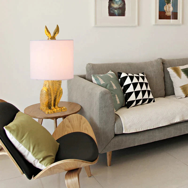 BunnyLuxe - Artistieke Konijnenmasker Tafellamp voor Stijlvolle Verlichting