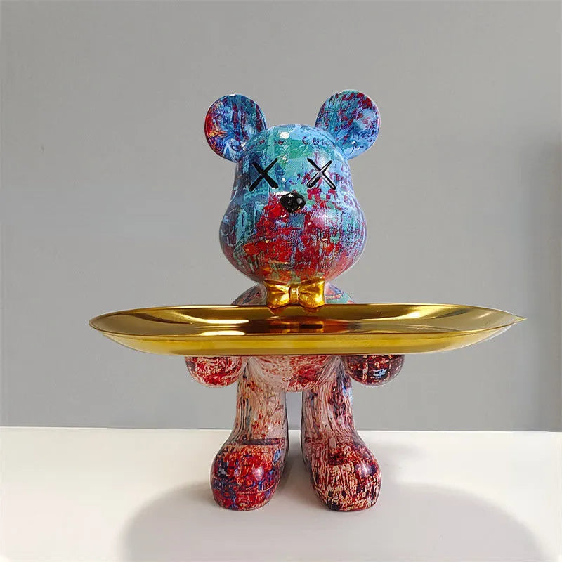ArtBear - Berenstandbeeld met Decoratief Dienblad | Stijlvol en Functioneel Woonaccessoire