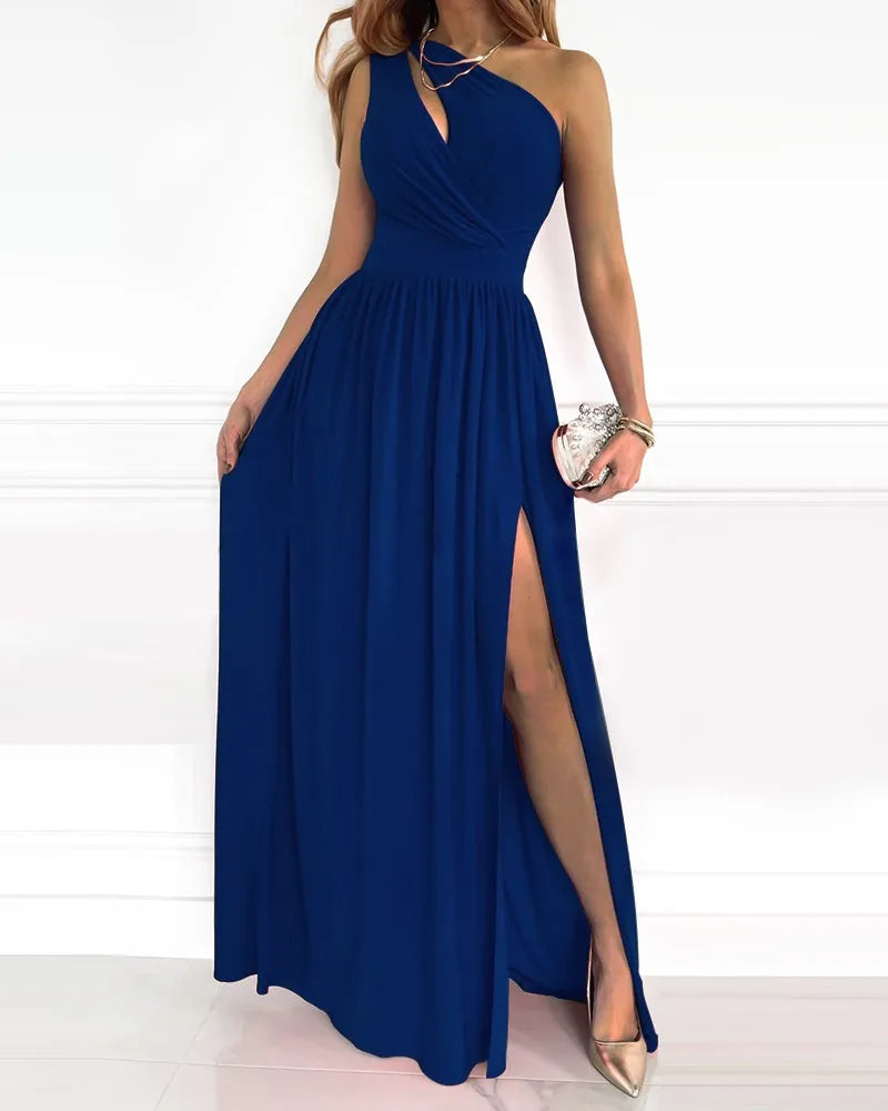 Elena Elegant Maxi Jurk | Stijlvolle Maxi Jurk met One-Shoulder Design voor Speciale Gelegenheden