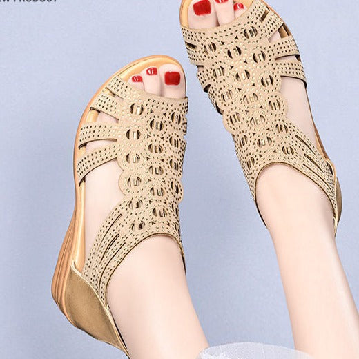 LuxeNova Serata - Dames Leren Kyrstal Schoenen met Rits