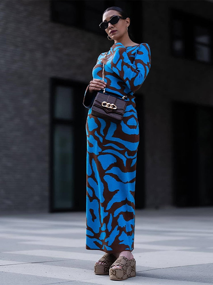 Basma - Stijlvol lang gebreid jurkje met lange mouwen