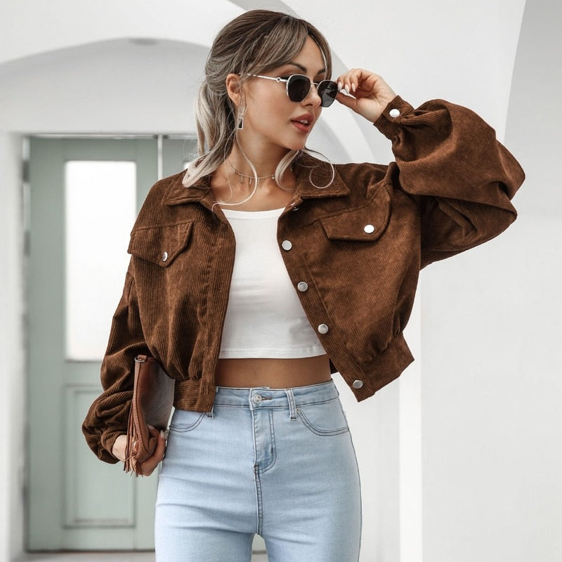 Kira - Corduroy Crop Jack voor Dames Herfstmode 2023