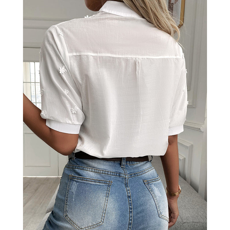 Rani - Elegante Korte Mouwen Blouse voor Dames | Stijlvolle en Comfortabele Zomerblouse