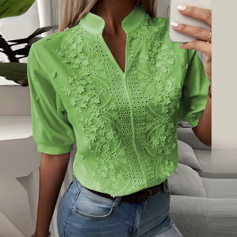 Rani - Elegante Korte Mouwen Blouse voor Dames | Stijlvolle en Comfortabele Zomerblouse