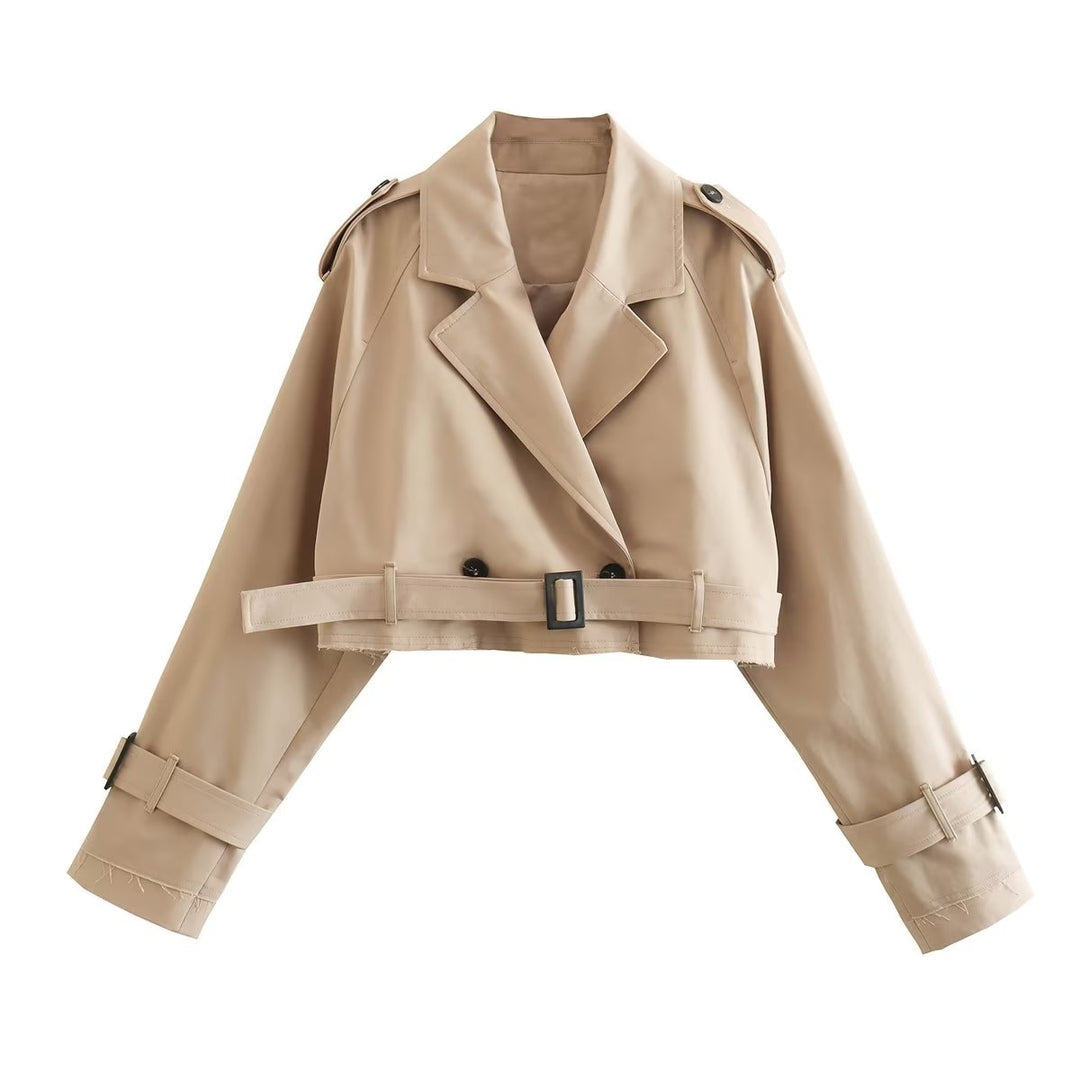 Gyra - Korte Trendy Trenchcoat Beige voor Dames