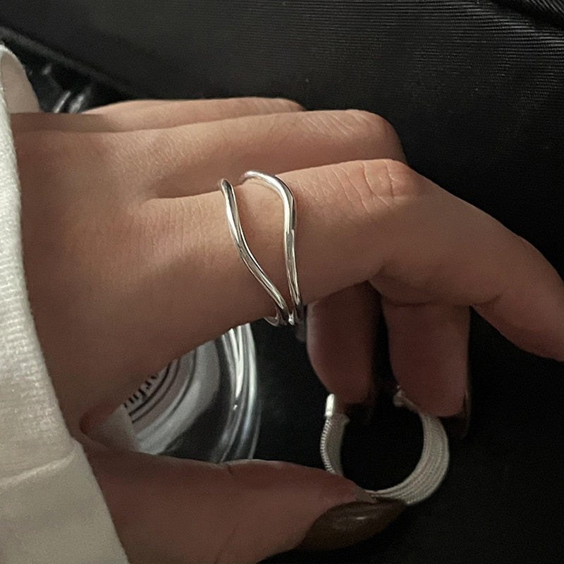 Elise's Elegante Bochtenring - Dames 925 Sterlingsilver Verstelbare Vintage-Ring voor Bijzondere Gelegenheden
