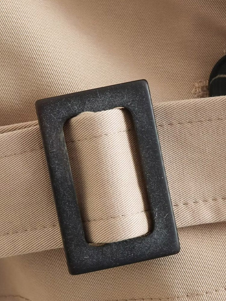 Stijlvolle Beige Cropped Trenchcoat – Moderne Elegantie voor Dames