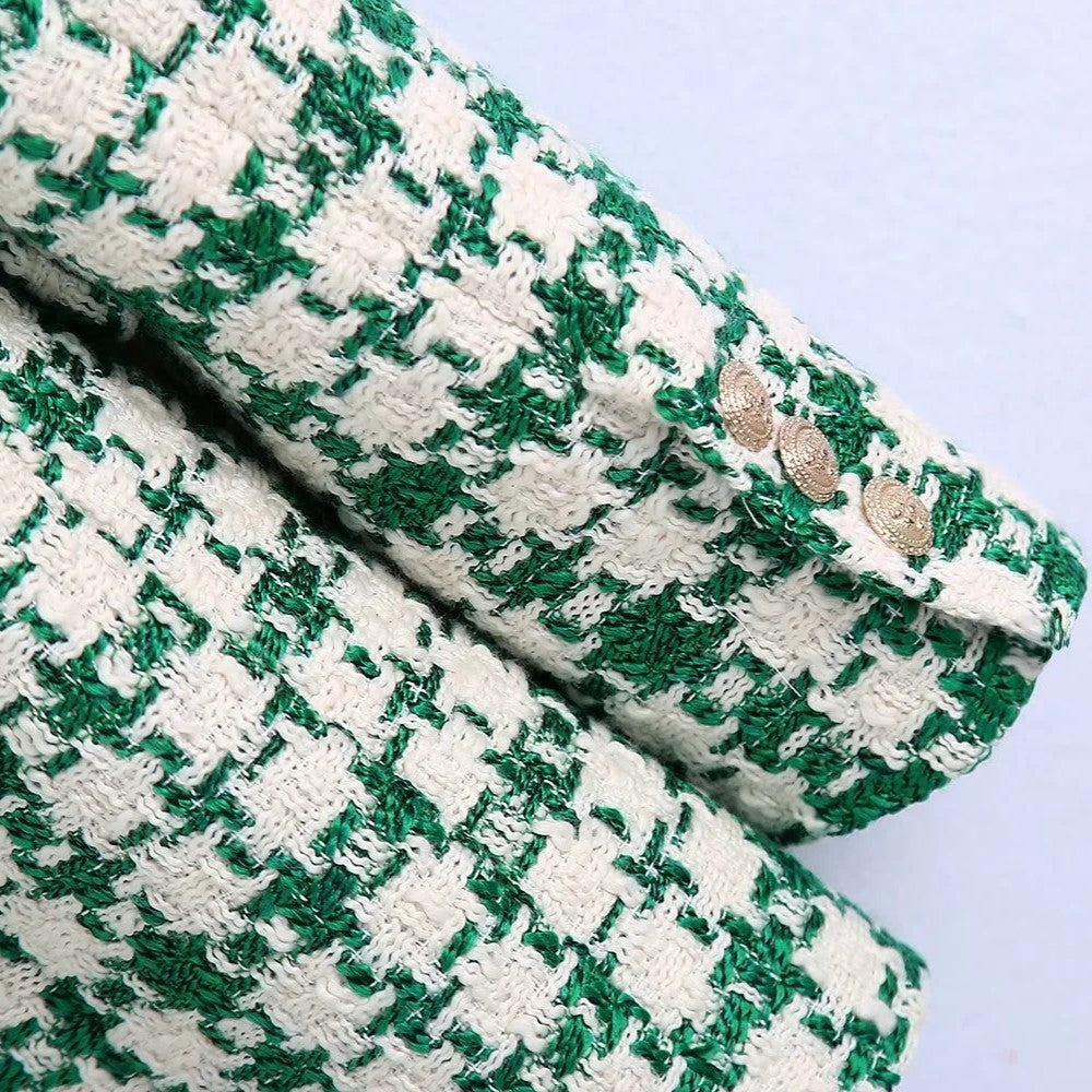 Mara & Liv - Geruite Tweed Blazer voor Dames