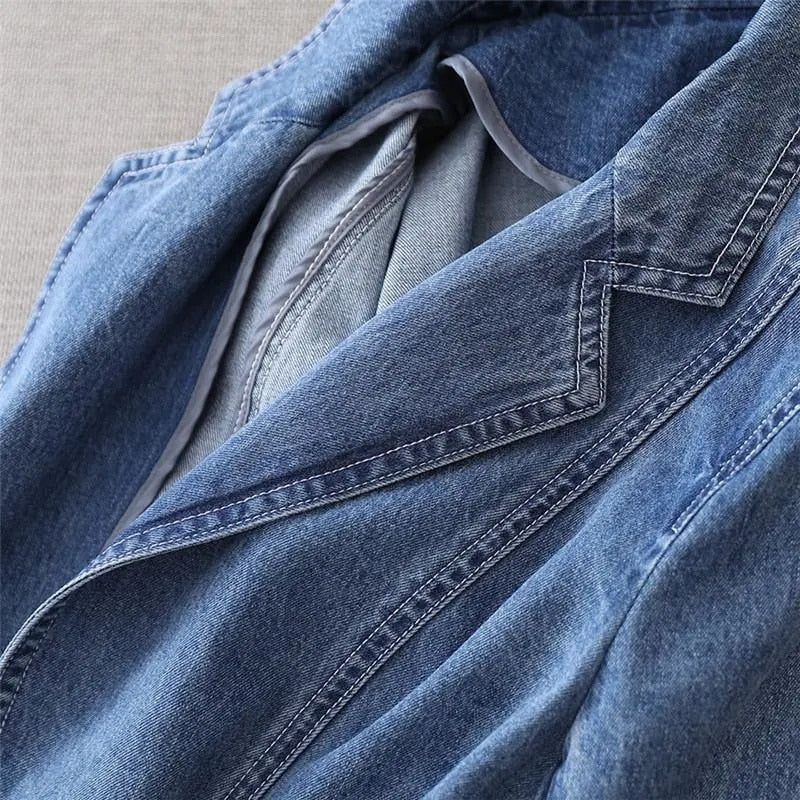 Stijlvol Denim - Elegante Getailleerde Damesblazer voor Elke Gelegenheid