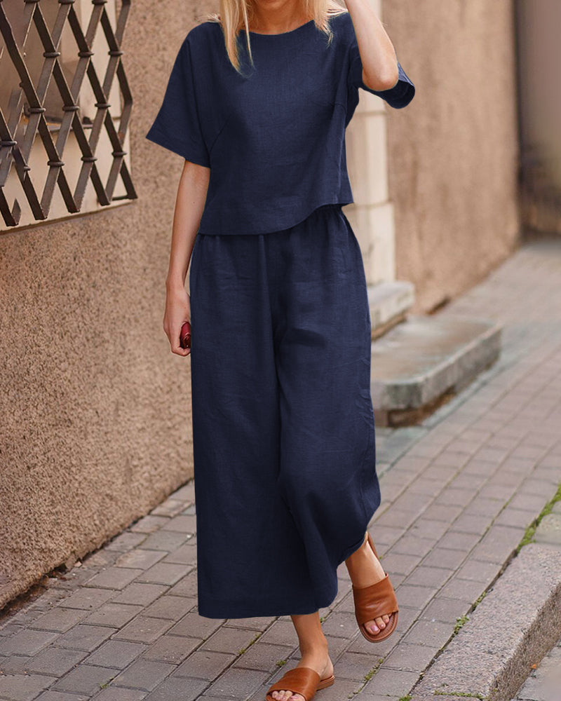 Alina - Modern Tweedelig Set met Fladdertop voor Dames | Stijlvol en Comfortabel Outfit