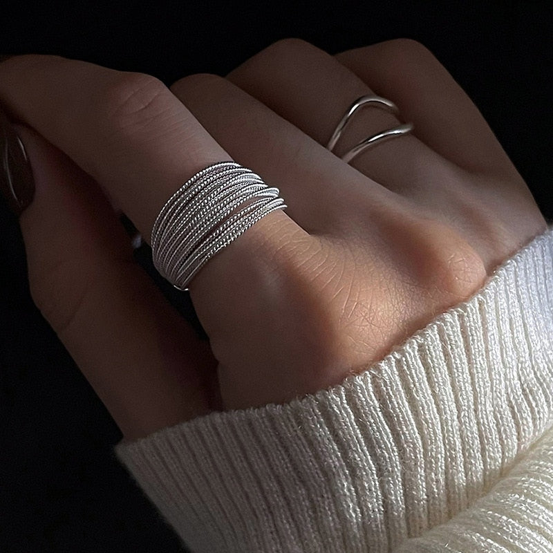 Elise's Elegante Bochtenring - Dames 925 Sterlingsilver Verstelbare Vintage-Ring voor Bijzondere Gelegenheden