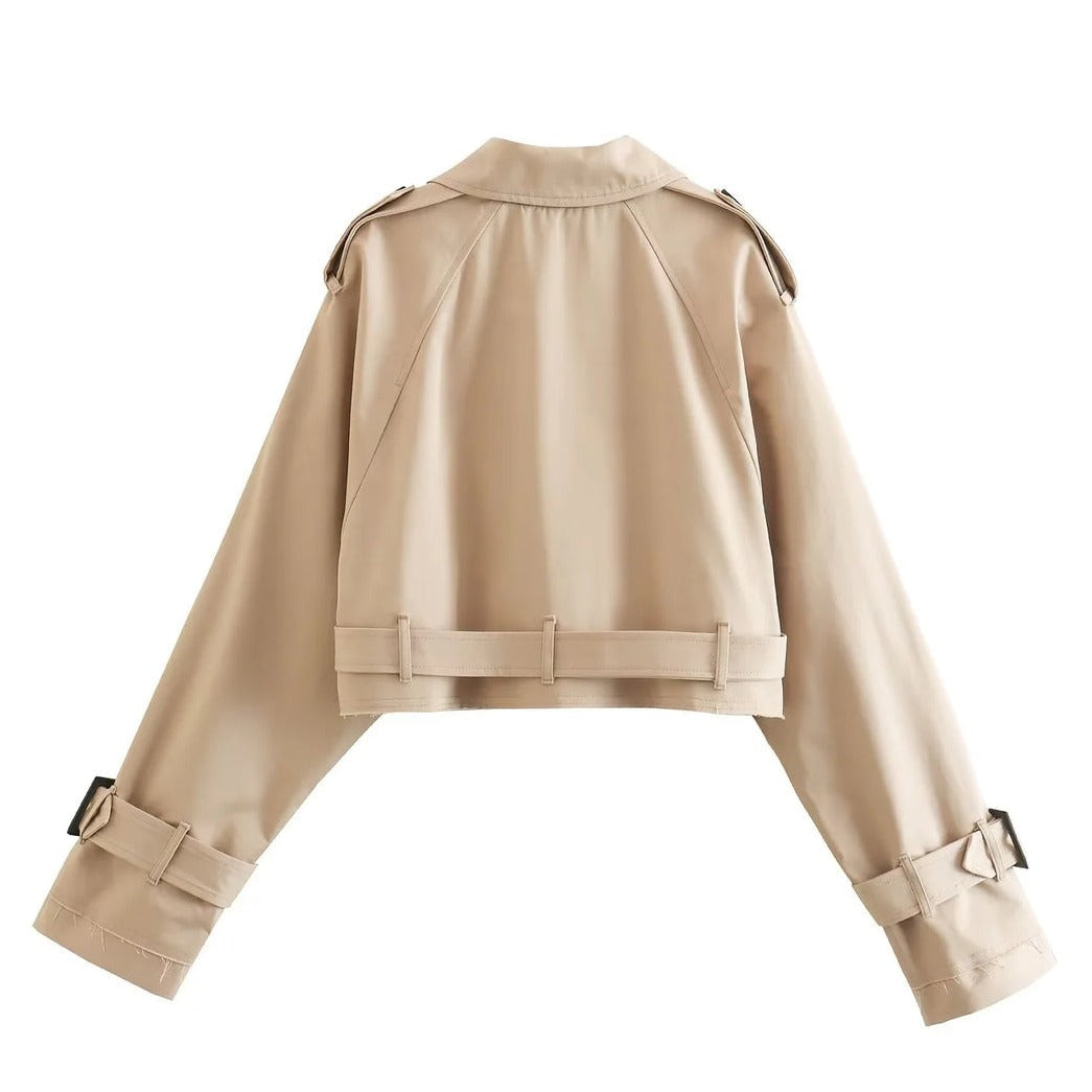 Gyra - Korte Trendy Trenchcoat Beige voor Dames