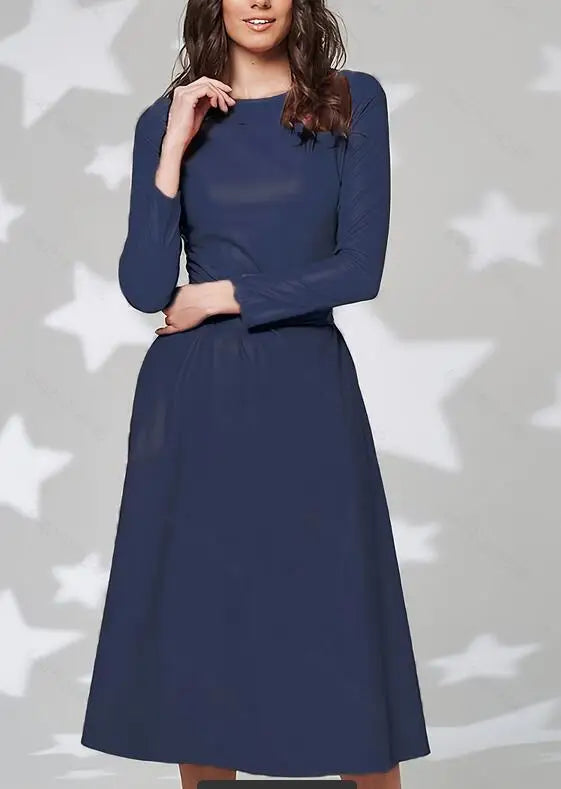 Clara - Veelzijdige Slimfit PU Leren Jurk met Ronde Hals
