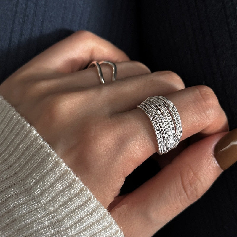 Elise's Elegante Bochtenring - Dames 925 Sterlingsilver Verstelbare Vintage-Ring voor Bijzondere Gelegenheden