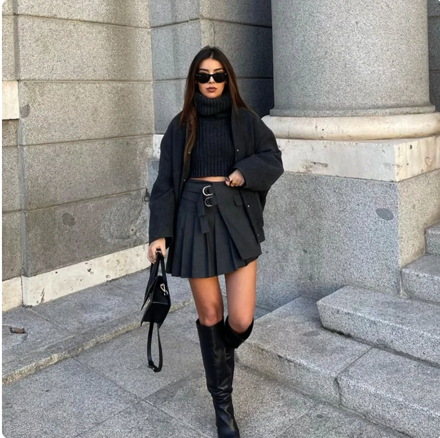 Metro Chic - Oversized Gemêleerde Bomberjack voor Dames Herfst/Winter 2023