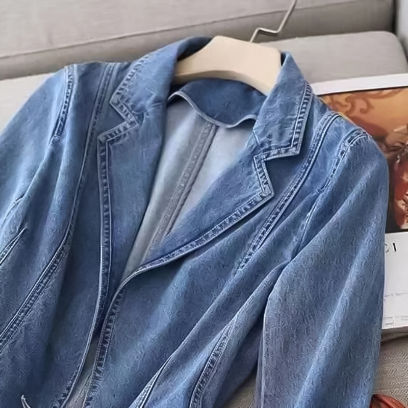 Stijlvol Denim - Elegante Getailleerde Damesblazer voor Elke Gelegenheid