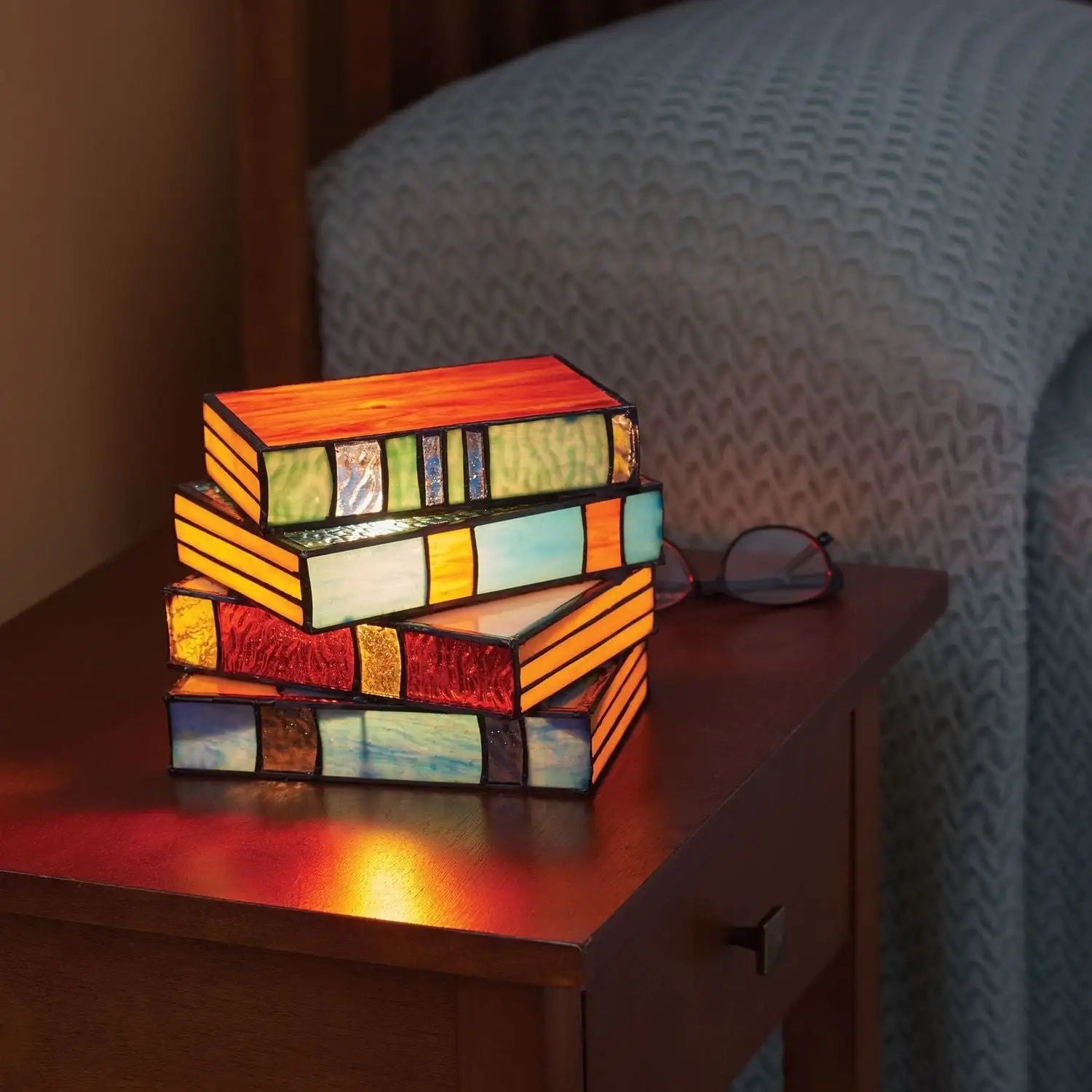 GlassNovel - Gekleurd glazen boekenlamp