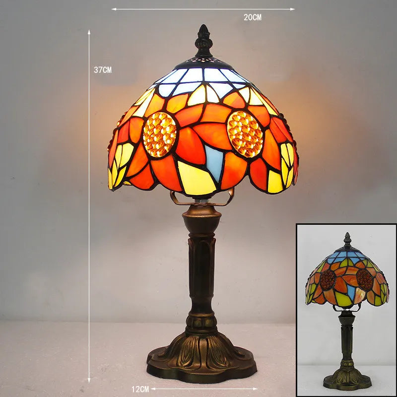 GlansAura - Tiffany Stijlvolle Bureaulamp met Klassiek Ontwerp en Kunstzinnige Kleuren