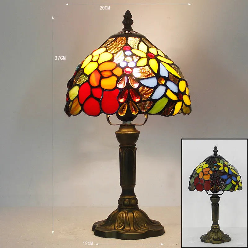 GlansAura - Tiffany Stijlvolle Bureaulamp met Klassiek Ontwerp en Kunstzinnige Kleuren