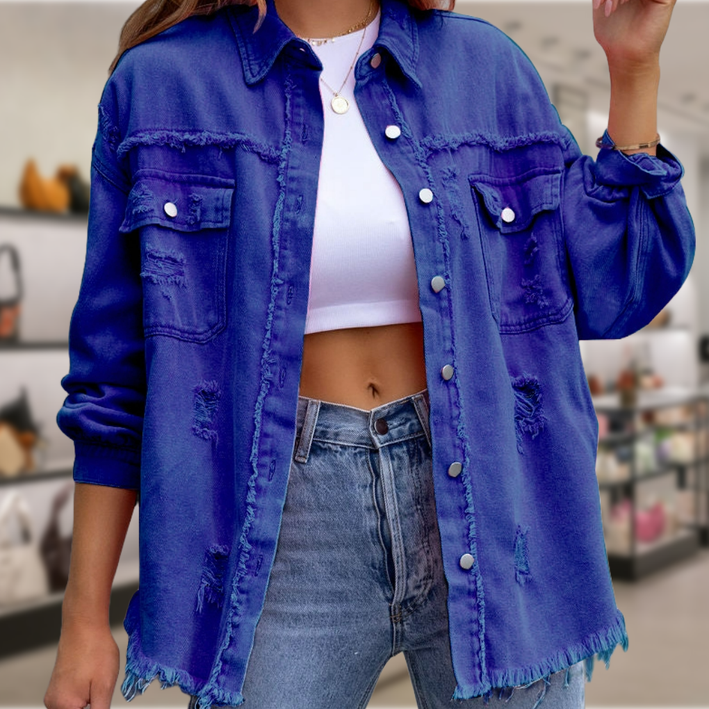 Lianne - Modieuze Gerafelde Shirtjas voor Dames | Trendy en Comfortabel