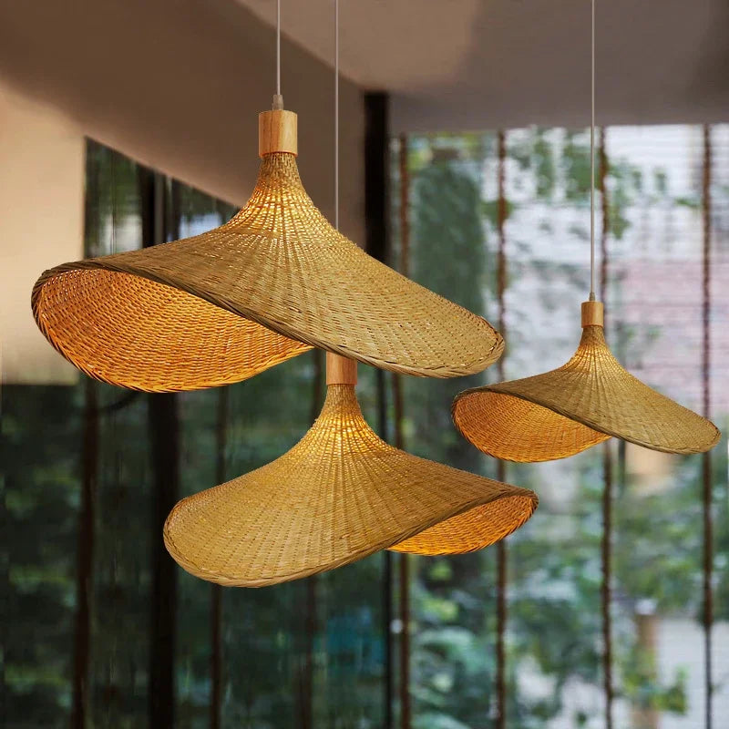 EcoBamboo Hanglamp - Handgemaakte Bamboe Vlechtwerk Lamp voor Eetkamer en Woonkamer
