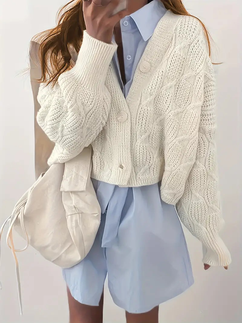 Hilde - Gebreide Vest met Zopfmotief en Knoopsluiting voor Dames