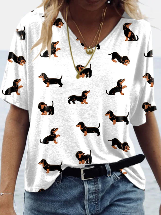 PawPrint - Dames T-shirt met Dassenhond Print | Comfortabel en Casual Shirt