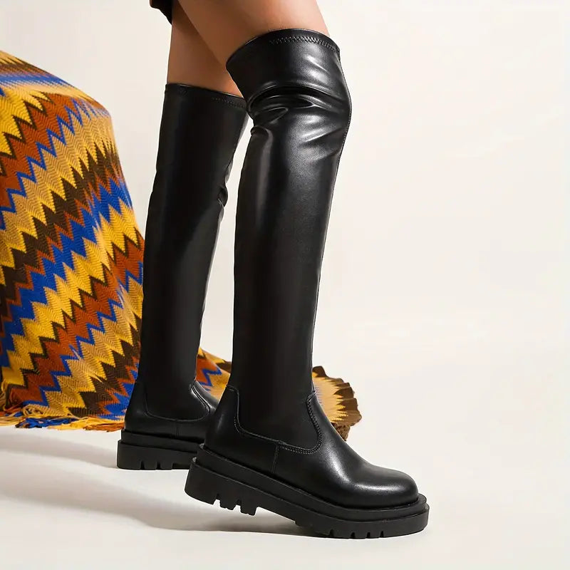 Livia - Dames Stijlvolle Plateau Stiefels | Comfortabele Enkellaarzen met Eenkleurig Design