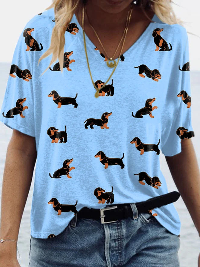 PawPrint - Dames T-shirt met Dassenhond Print | Comfortabel en Casual Shirt