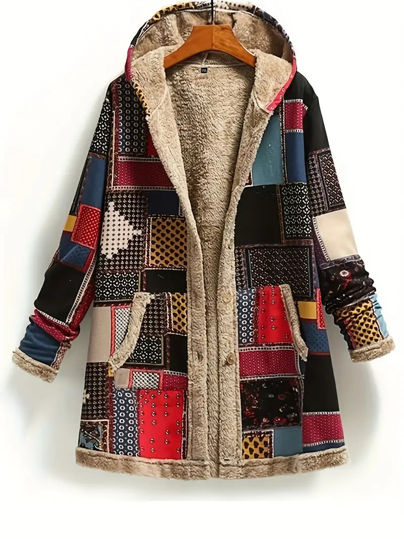 RetroChic - Patchwork Kapuzenjacke voor Dames | Unieke Vintage Stijl