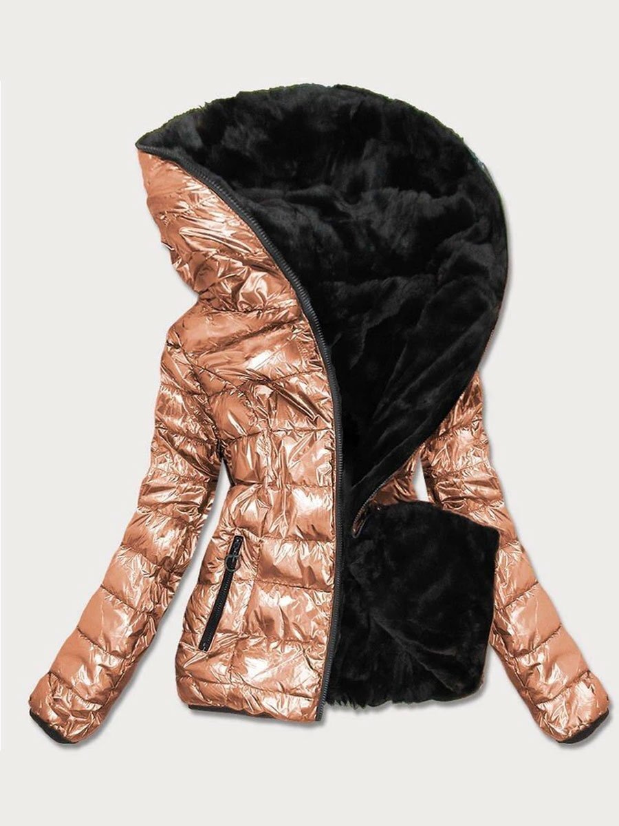 Opvallende Glanzende Damesjas - Warm Gevoerde Winterjas met Stijl