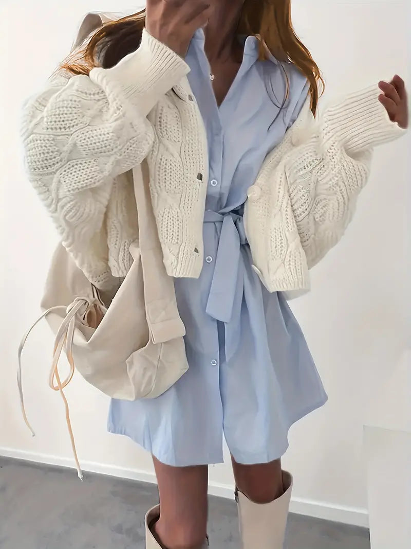 Hilde - Gebreide Vest met Zopfmotief en Knoopsluiting voor Dames