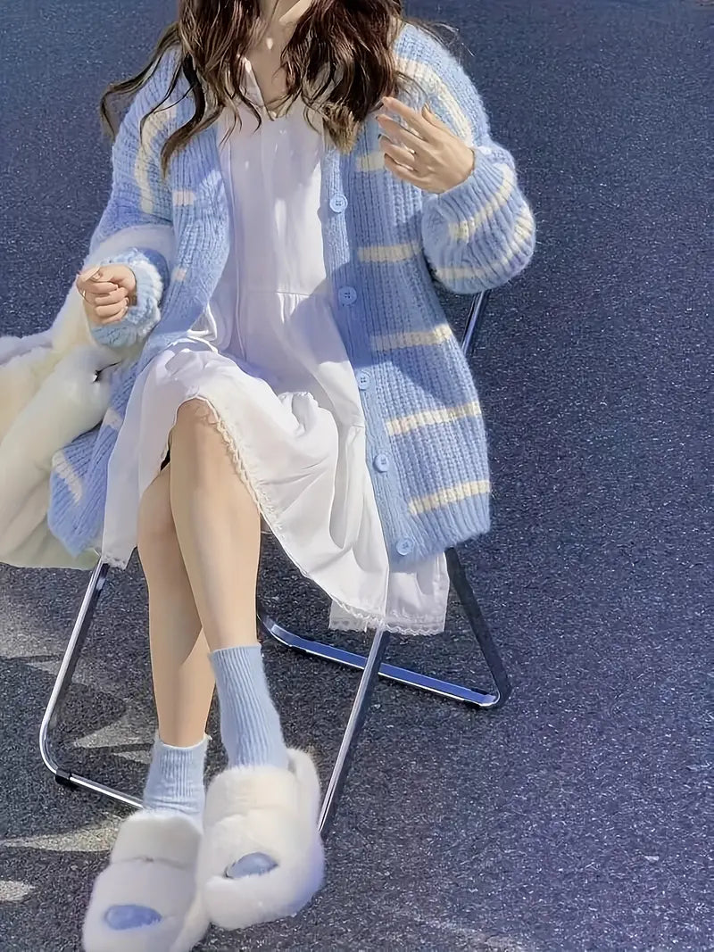 Coraline - Gestreepte Damescardigan met Verlaagde Schouders | Comfortabel en Trendy