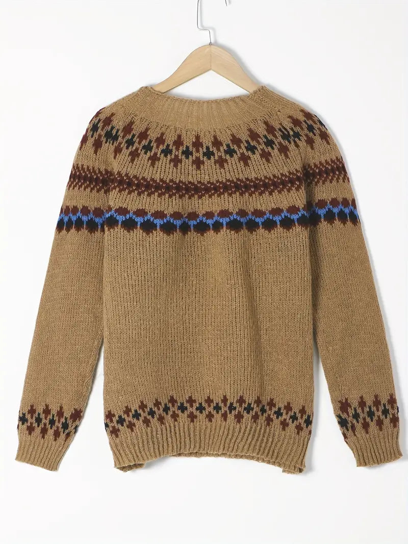 EthnoKnit - Dames Coltrui met Etnisch Motief