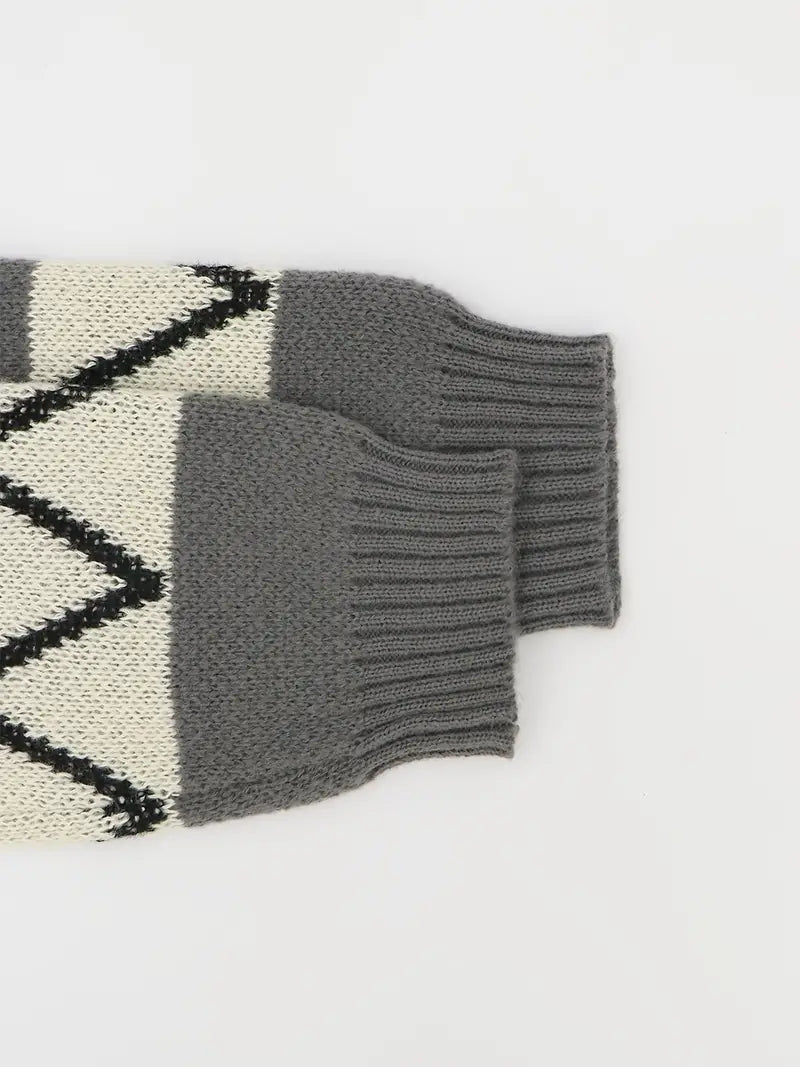 Anneloes - Gebreide Pullover met Grafisch Patroon en Stehkragen voor Dames - Stijlvolle en Warme Trui