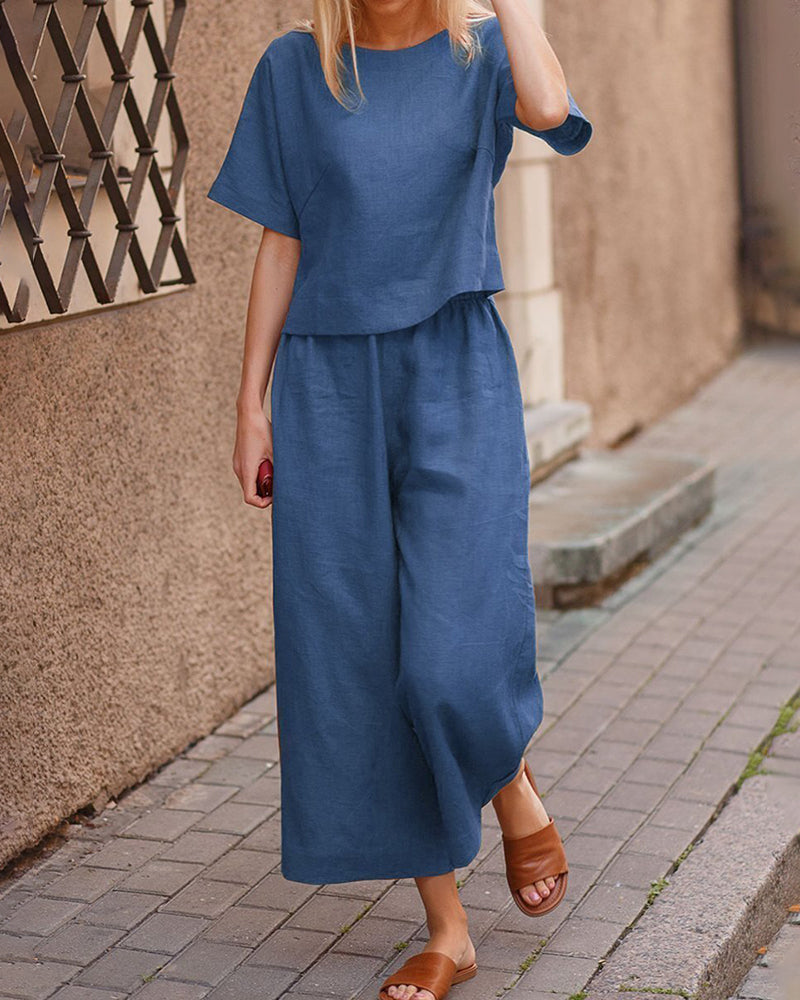 Alina - Modern Tweedelig Set met Fladdertop voor Dames | Stijlvol en Comfortabel Outfit