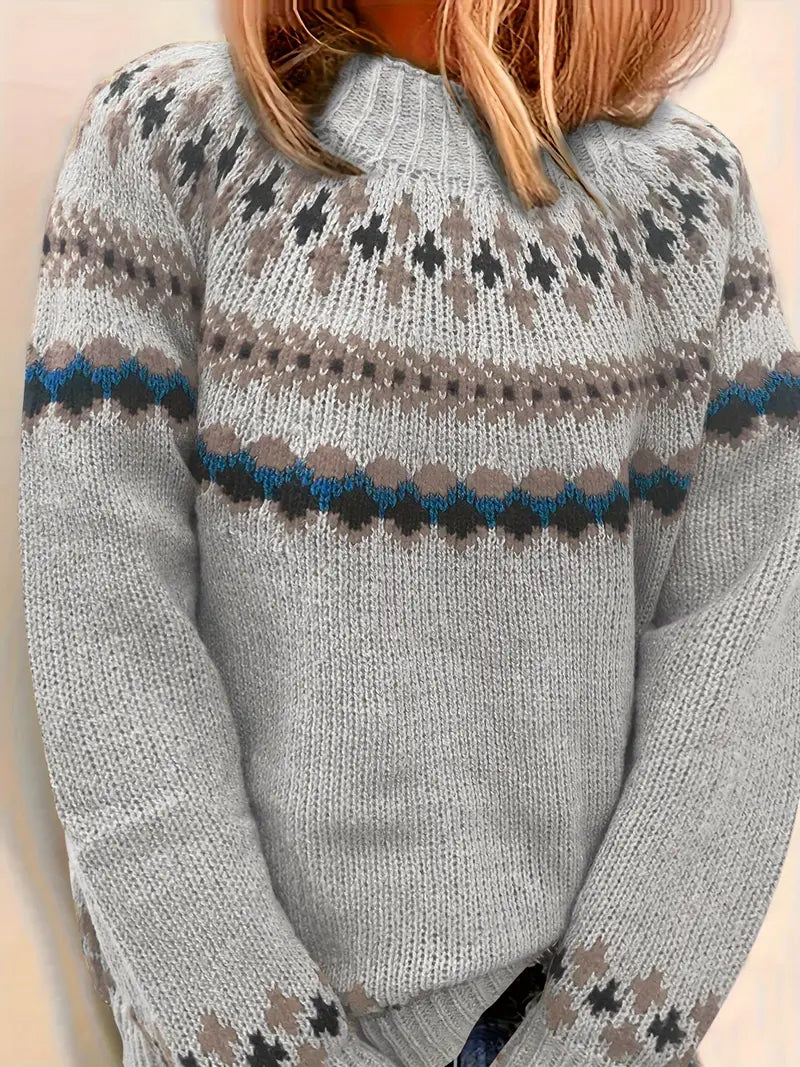 EthnoKnit - Dames Coltrui met Etnisch Motief