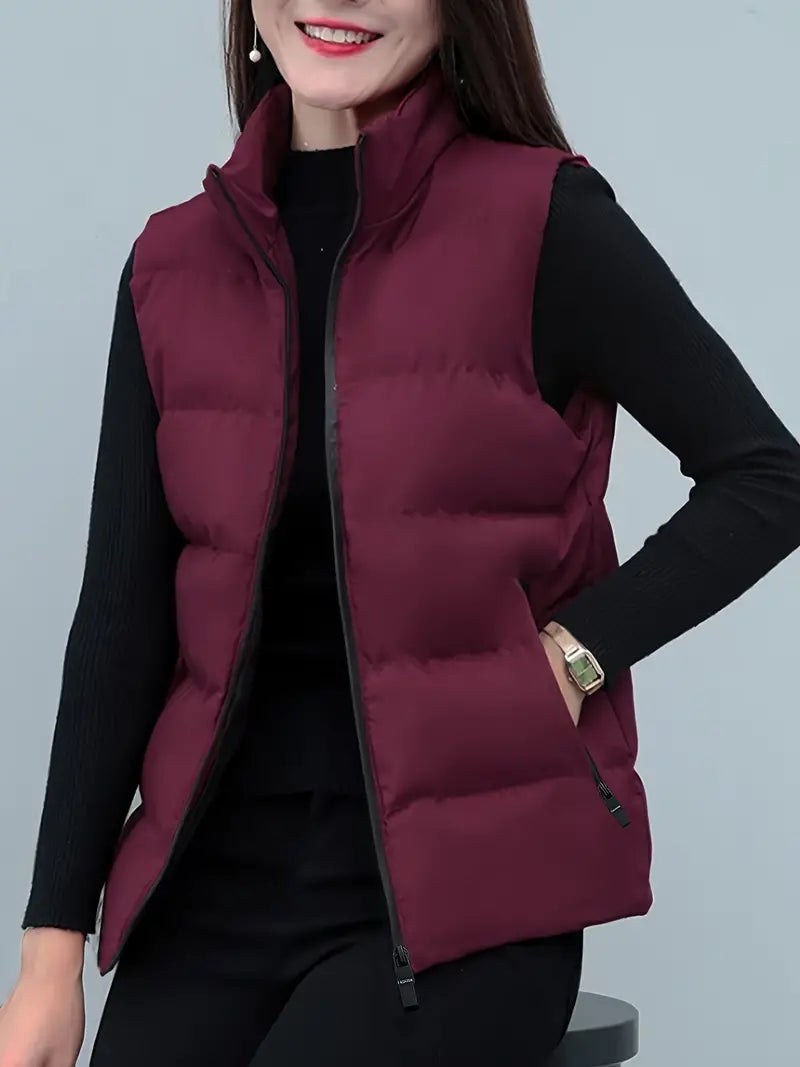 WinterLuxe - Dames Fleece-Weste met Rits voor Herfst en Winter