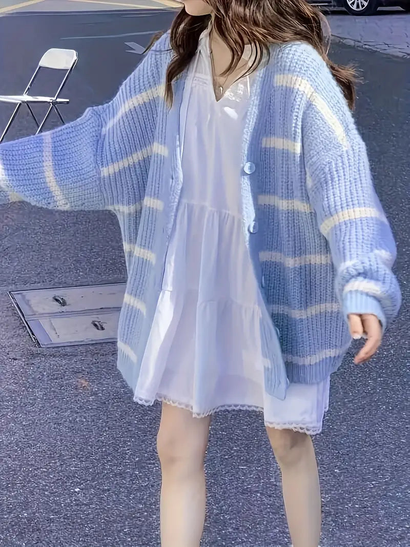 Coraline - Gestreepte Damescardigan met Verlaagde Schouders | Comfortabel en Trendy