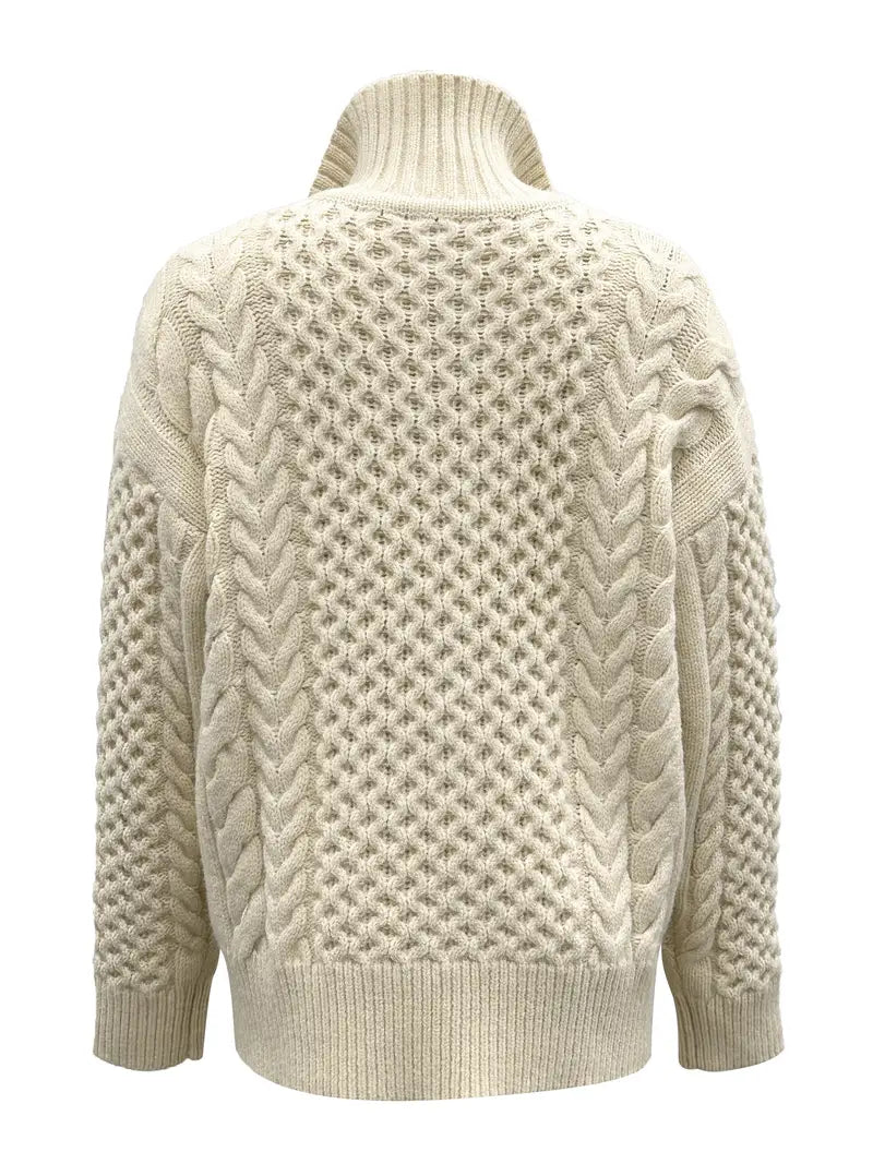 EliseCardi - Grof Gebreide Ritsvest met Losse Pasvorm voor Dames