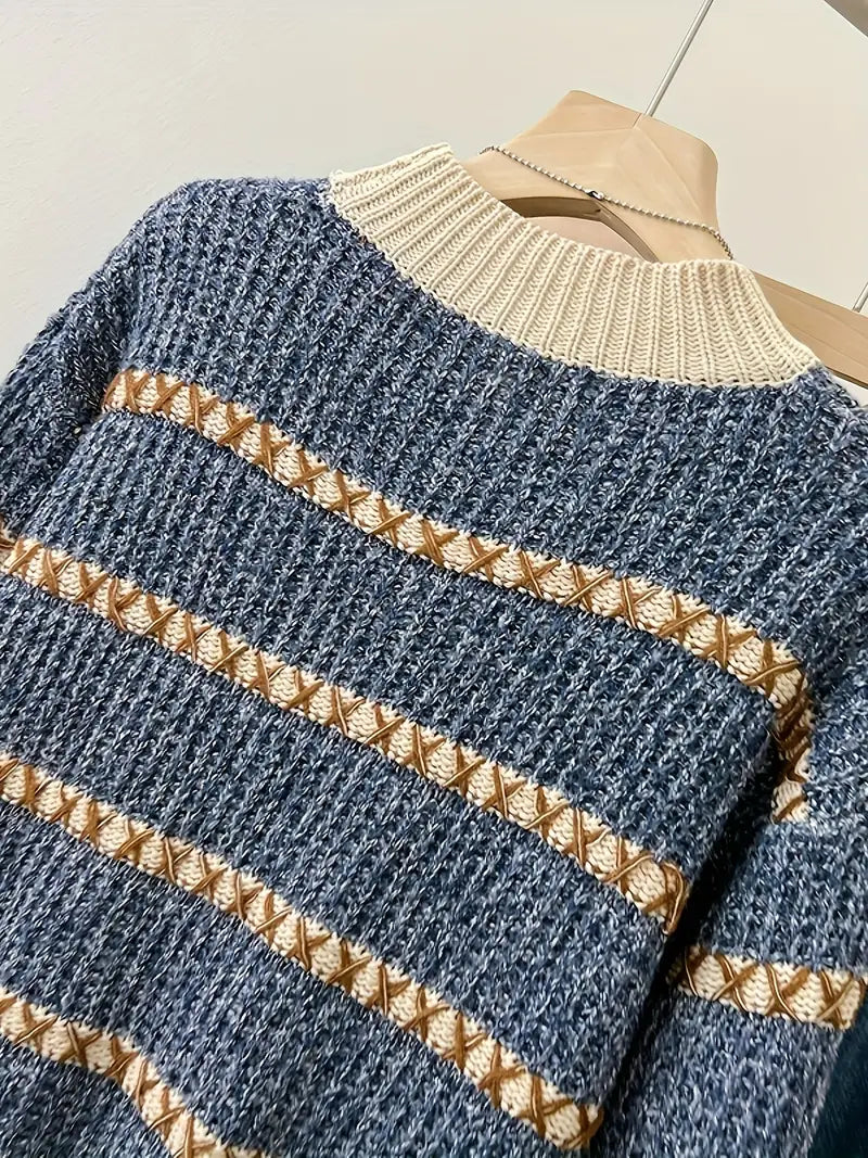 PetraStripe - Gestreepte Damestrui met Ronde Hals – Comfortabel en Stijlvol
