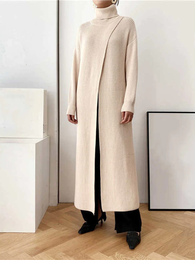 Sanne - Gebreide Trui met Gesplitte Zoom voor Dames