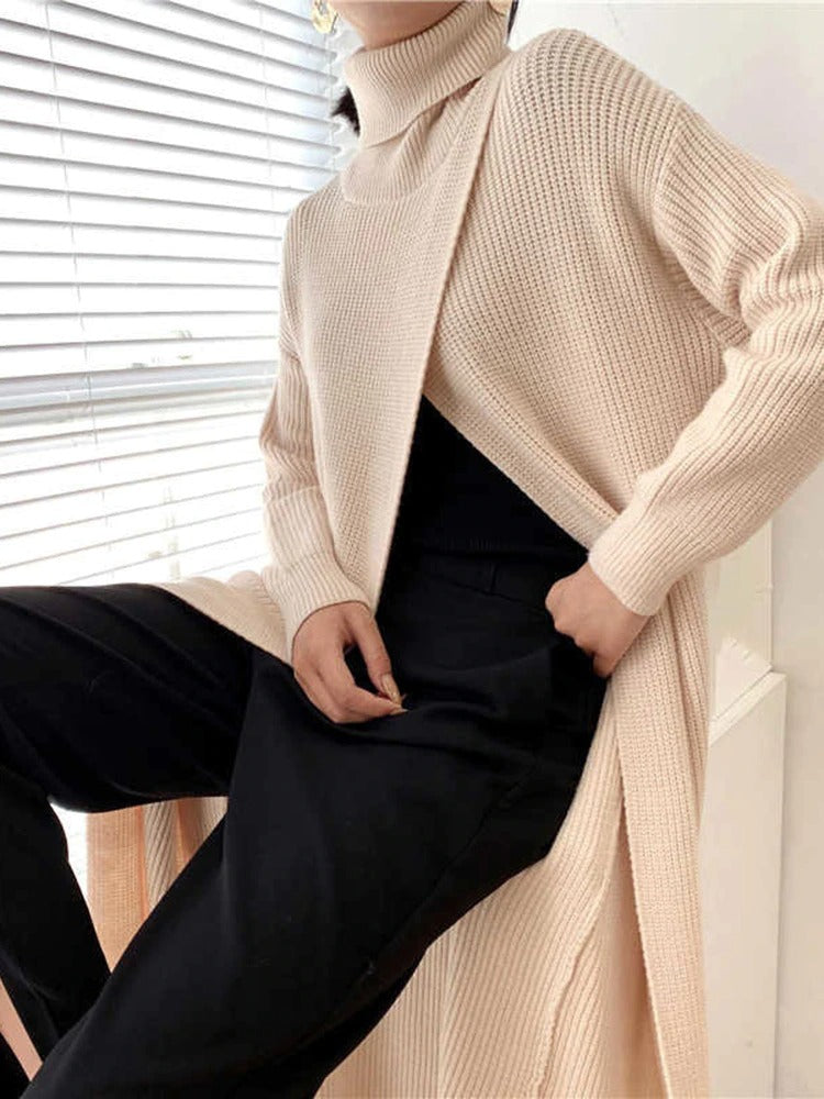 Sanne - Gebreide Trui met Gesplitte Zoom voor Dames