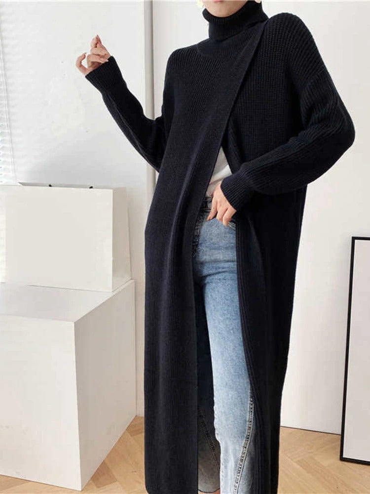 Sanne - Gebreide Trui met Gesplitte Zoom voor Dames