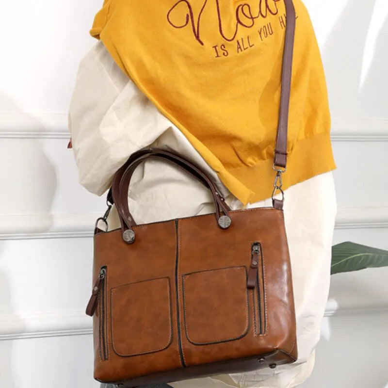 Lara - Vintage Leren Schoudertas voor Dames | Stijlvolle en Duurzame Handtas