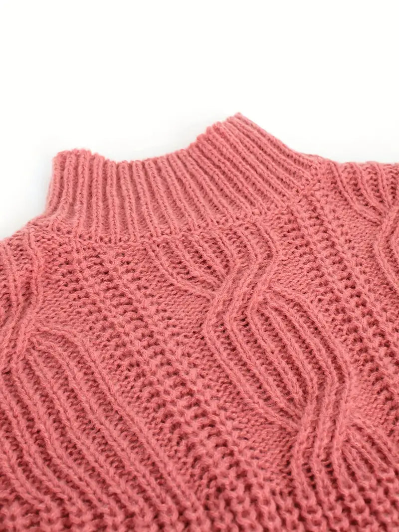 Nina - Effen Gebreide Stehkragenpullover voor Dames