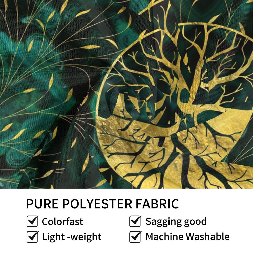 Wandkleed met Gouden Levensboom en Malachiet Design - Spirituele en Natuurlijke Wanddecoratie